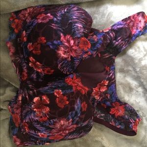 PINK high-necked lace push-up bralette